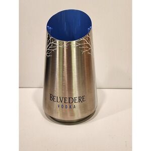 Belvedere Vodka Bottle Holder Ice Bucket Chiller Stainless Steele Silver Blue